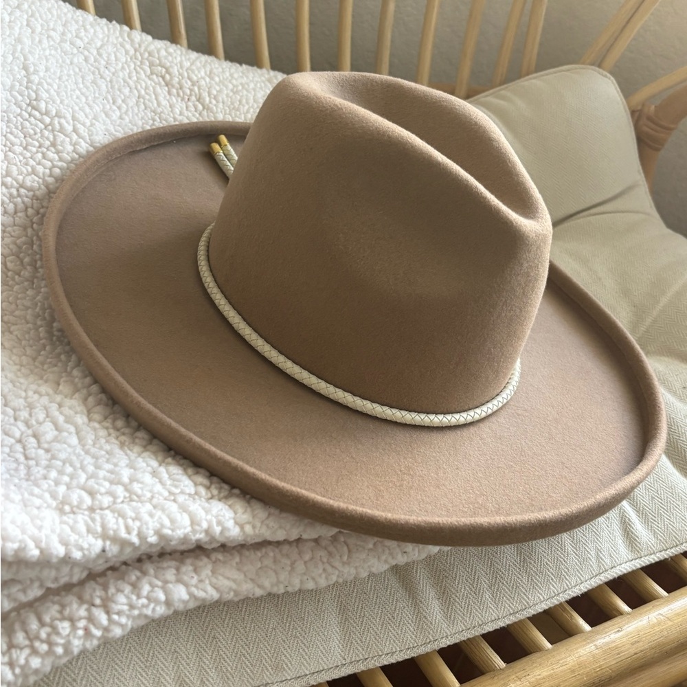 GIGI PIP Tan Fedora with White Trim